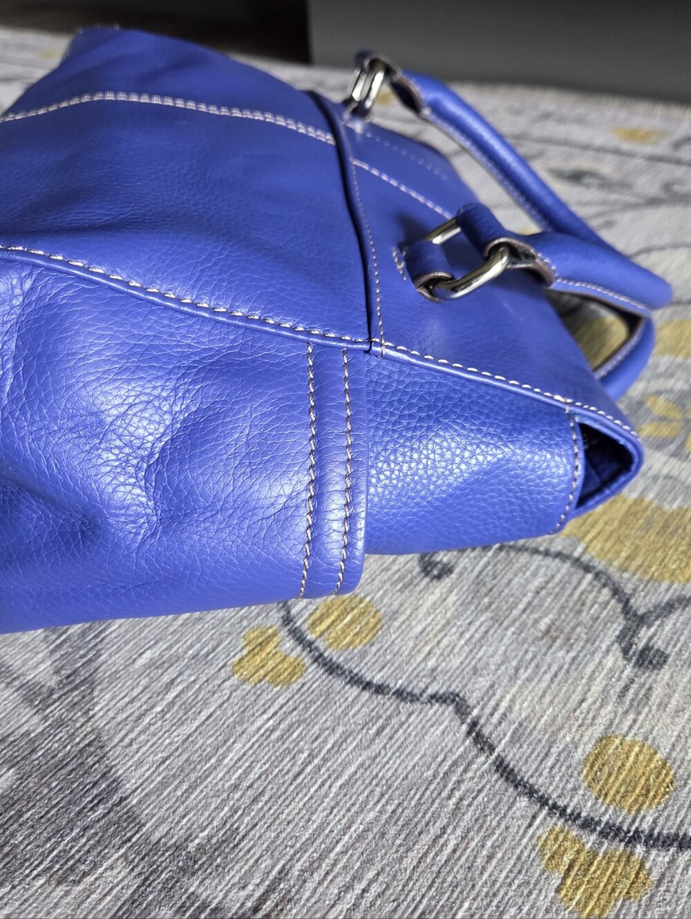 Tignanello Cobalt Blue Leather Satchel with Top Handles - Picture 5 of 12
